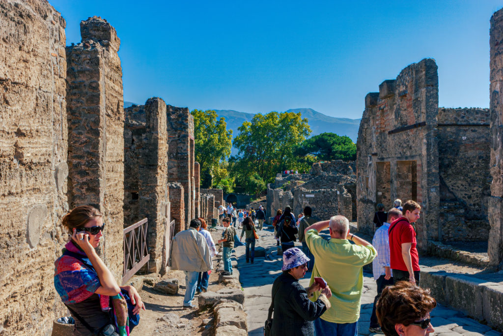 Pompeii, Italy - Tourists at the ancient ruined city