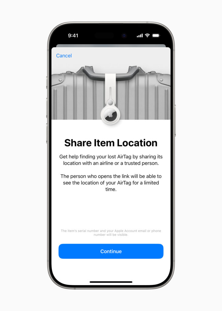 The Apple AirTag and Airline Baggage Tracking 3 Apple AirTag Sharing Location